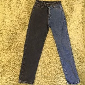 black and blue jeans